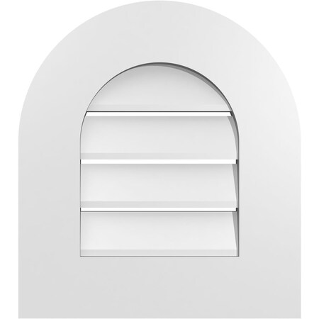 Ekena Millwork Round Top Surface Mount PVC Gable Vent: Functional, w/ 3-1/2"W x 1"P Standard Frame, 16"W x 18"H GVPRT16X1801SF